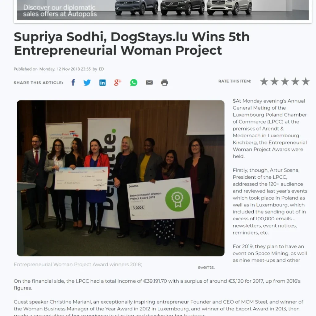 News- Supriya Sodhi wins with 5th Entrepreneurial Woman Project